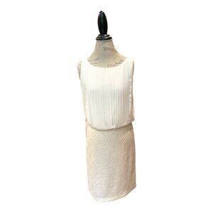 Vince Camuto Candlelight Ivory Sleeveless Pleated & Sequin Dress Women's Size 8